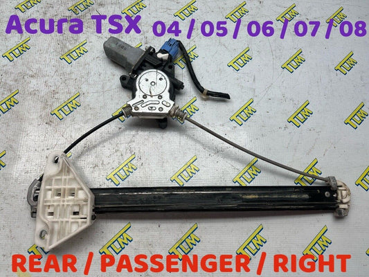 Acura TSX Window Motor Regulator REAR RIGHT PASSENGER 04 05 06 07 08 OEM