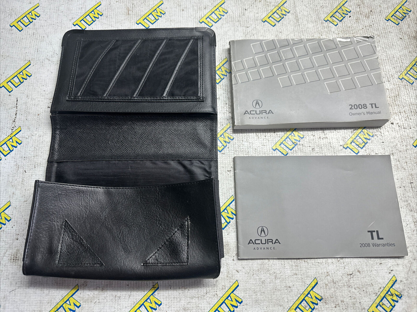 08 Acura TL Owners Manual Information Book Glove Box Leather Case 08 2008 OEM