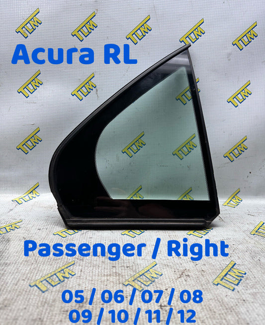 05-12 Acura RL Window Glass Quarter REAR PASSENGER RIGHT 06 07 08 09 10 11 OEM