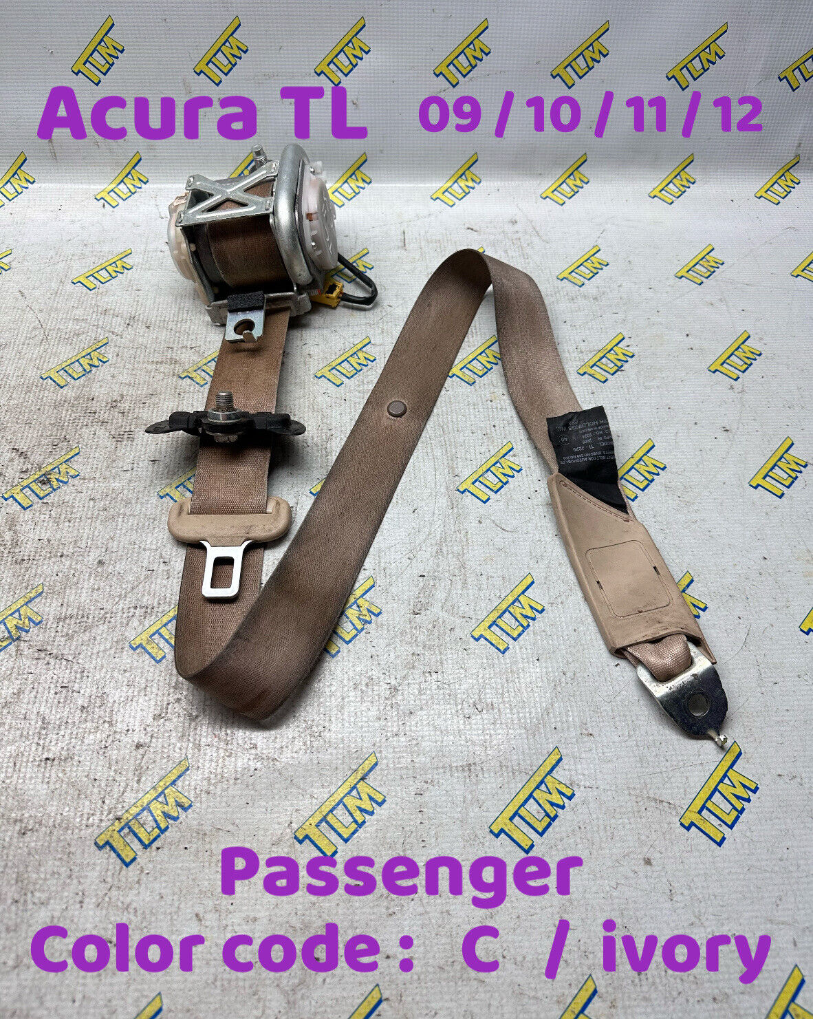 09-12 Acura TL Seatbelt FRONT passenger RIGHT ivory 2009 2010 2011 2012 OEM